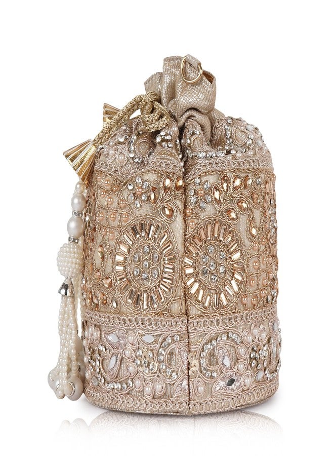 PLANX Velvet SilK Stylish Embroidery Unique Design Trendy Traditional Ethnic Wedding Party Handheld Potli For Women - Image 5